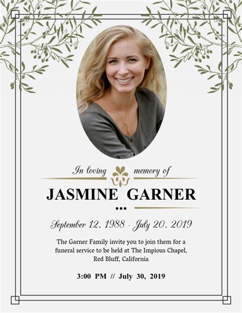 Modern Funeral Service Invite Flyer | Memorial service invitation, Memorial service, Funeral ...