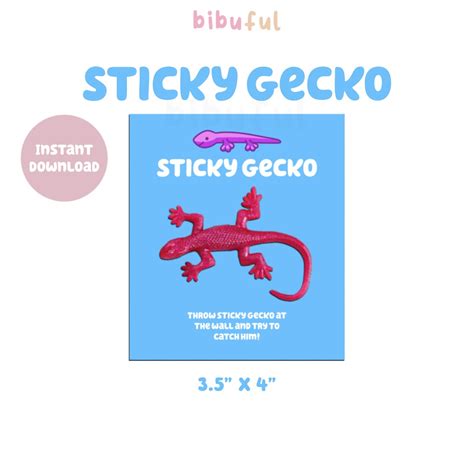 Bluey Sticky Gecko Party Favors Digital Download - Etsy