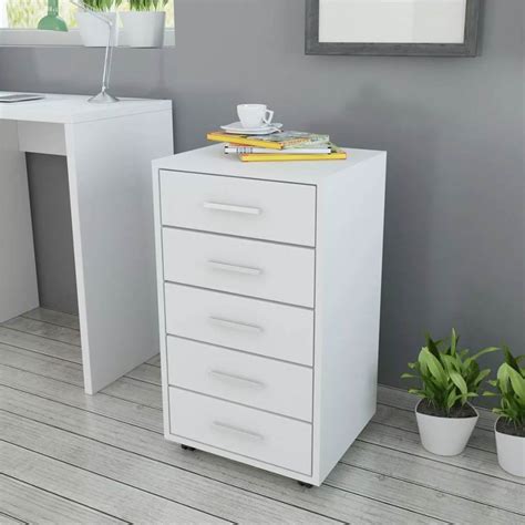 Premium quality Office Drawer Unit With Castors 5 Drawers White - geekbuying shop