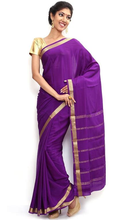 Buy Sudarshan silks Wonderful Pure Mysore silk saree-Purple-SSSB132-VQ-Crepe Online