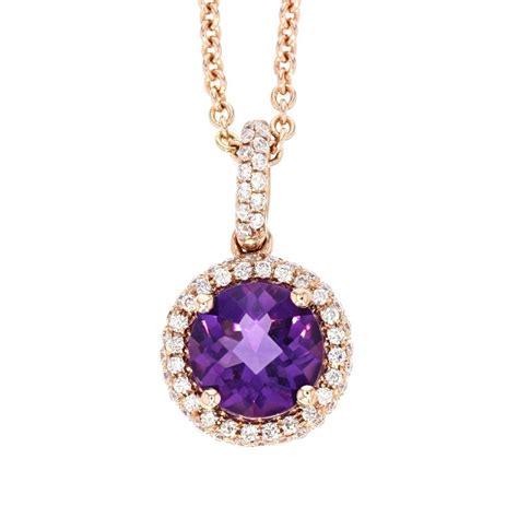 LDDXC0023 Round Amethyst in Rose Gold Halo Pendant | Underwoods Fine Jewelers