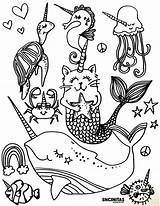 Unicorn Sea Creatures Coloring Page – Encinitas House Of Art sketch template