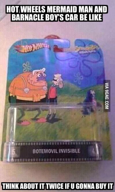 SpongeBob mermaid man and barnacle boy's invisible boat mobile on Hot Wheels toy - 9GAG