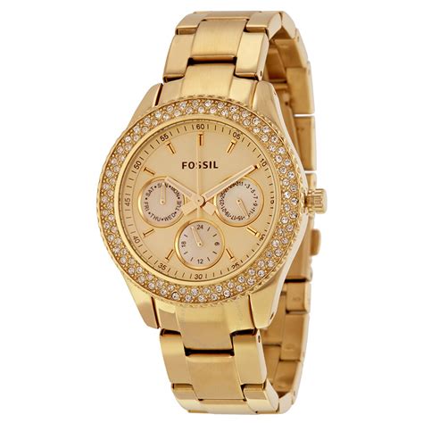 Fossil Stella Gold Dial Gold-tone Steel Ladies Watch ES3101 - Stella ...