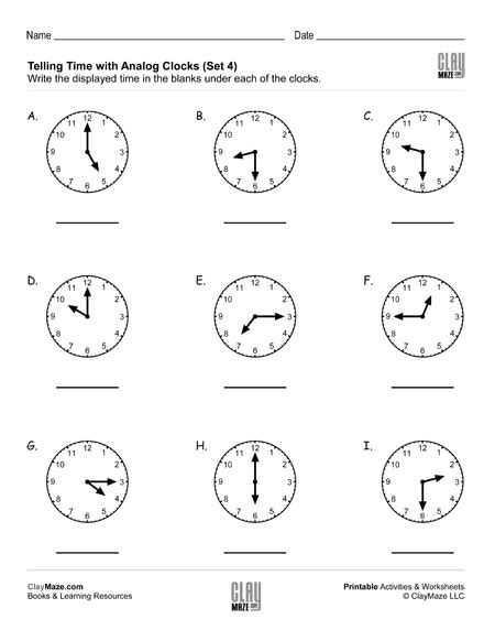 Reading The Clock Worksheets