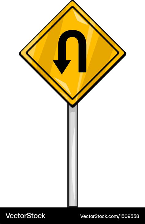 U turn sign clip art cartoon Royalty Free Vector Image