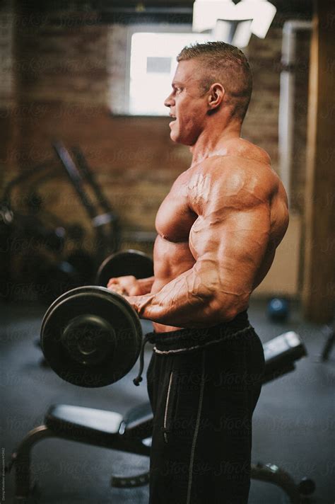 "Male Bodybuilder Lifting Weights In Gym" by Stocksy Contributor "Jess Craven" - Stocksy