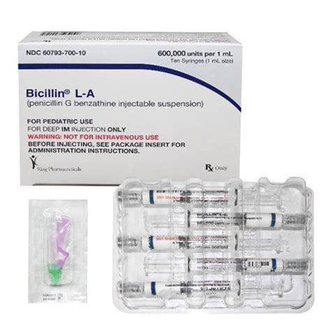 Bicillin L-A Antibiotic Penicillin G Benzathine 600 MU/mL Intramuscula ...