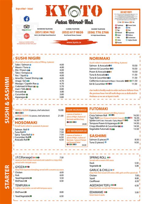 Kyoto Takeaway Menu – Kyoto.ie