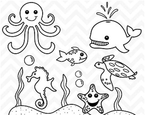 sea creature clipart black and white - Clipground