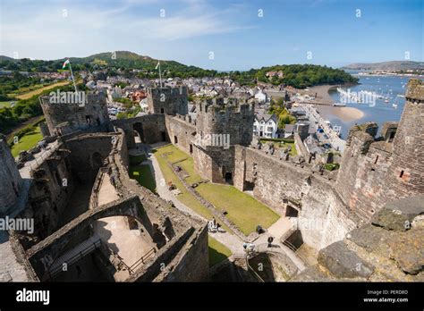 Aerial view inside Conwy Castle in Wales, Great Britain Stock Photo - Alamy