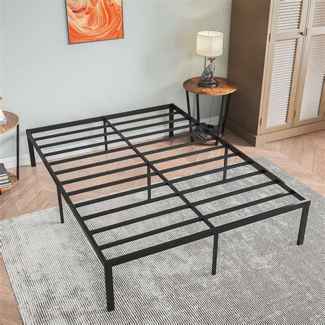 Lusimo Full Bed Frame No Box Spring Needed 14 inch Heavy Duty Full Size Metal Platform Bed Frame ...