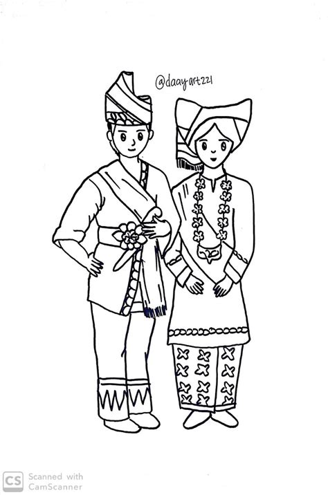 Baju Adat Bali Sketch Coloring Page