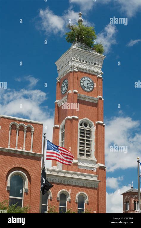 The tower of the Deactur County Courthouse in Greensburg, Indiana, USA ...