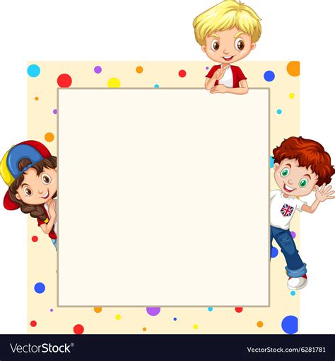 Border design with children Royalty Free Vector Image