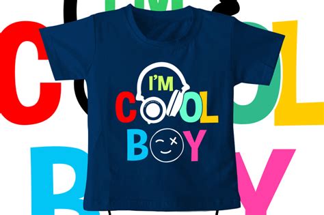 kids t shirt design svg funny i'm cool boy typography graphic vector ...