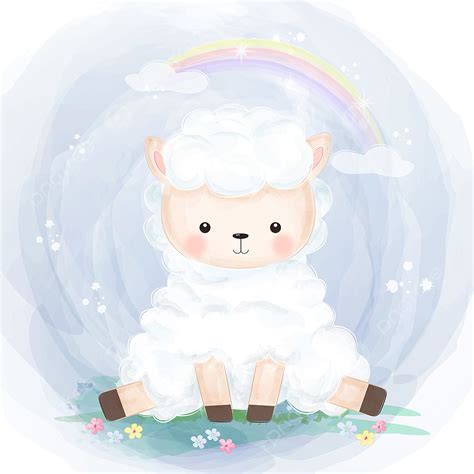 Baby Lamb Vector Design Images, Cute Baby Lamb Playing In The Garden ...