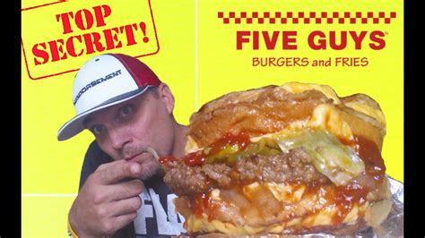 FIVE GUYS SECRET MENU DOUBLE GRILLED CHEESE BURGER REVIEW #177 - YouTube