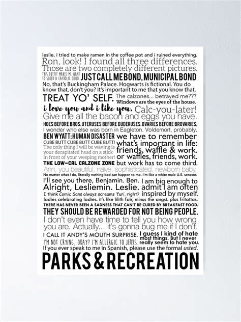 "Parks and Recreation Quotes" Poster for Sale by etaka | Redbubble