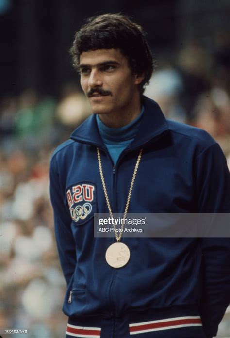 Mark Spitz wearing gold medal at the 1972 Summer Olympics / the Games ...