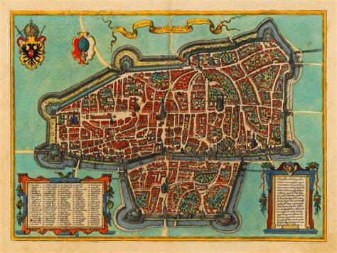 Augsburg, 1572, Braun & Hogenberg, city plan | Augsburg, Map, Antique map