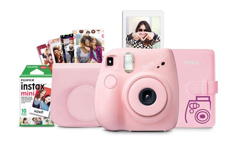 Fujifilm INSTAX Mini 7+ Instant Camera Bundle: Light Pink, 10-Pack Film ...