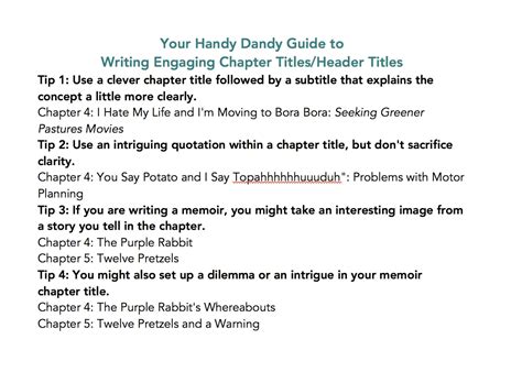 MAKE CHAPTER TITLES ENGAGING (HEADERS TOO) | Nancy Peske