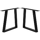 7Penn Industrial Metal Outdoor Table Legs 2 Piece Set in Black - 16 Inch Steel Legs for ...