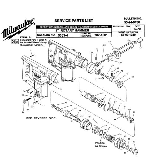 Milwaukee 5363-4(707-1001) Parts List | Milwaukee 5363-4(707-1001) Repair Parts | OEM Parts with ...