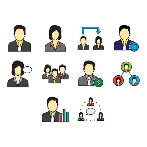 Business people icon set stock vector. Illustration of chart - 257054456