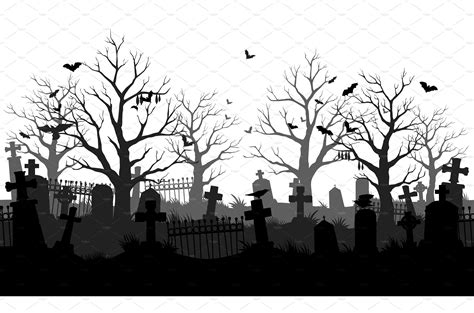 Old cemetery silhouette | Illustrations ~ Creative Market