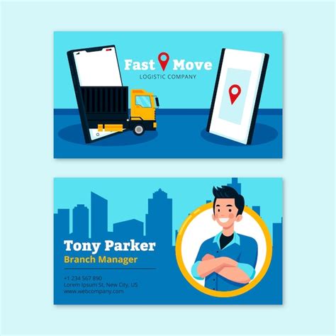 Premium Vector | Flat design transport business card