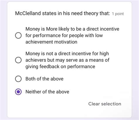 Solved McClelland states in his need theory that: 1 point | Chegg.com