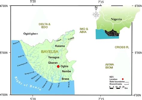 Map of Bayelsa State showing the Study Area (Ogbia) | Download ...