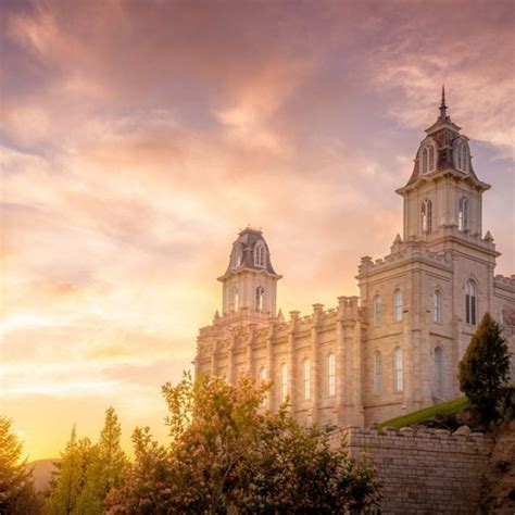 Manti Temple Evening Light - LDS Temple Pictures