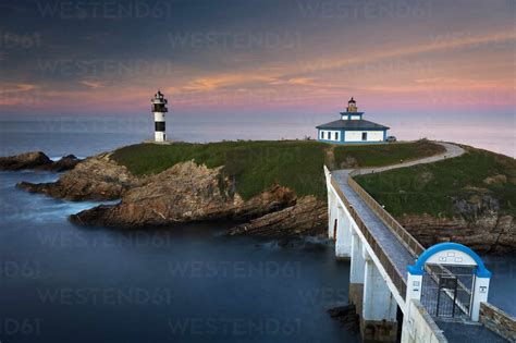 Illa Pancha Lighthouse in Galicia, Spain stock photo