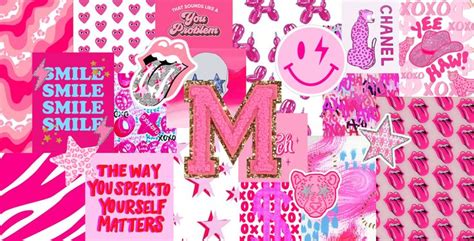 Preppy Letter M Desktop Background- Hot Pink | Pink wallpaper laptop, Cute laptop wallpaper ...