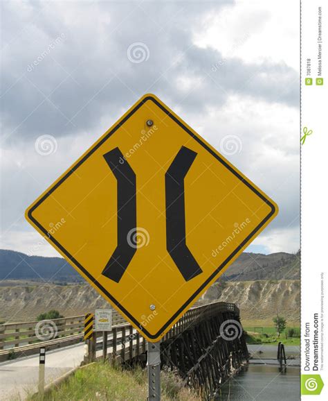 Narrow bridge sign stock photo. Image of vertical, indication - 7087818