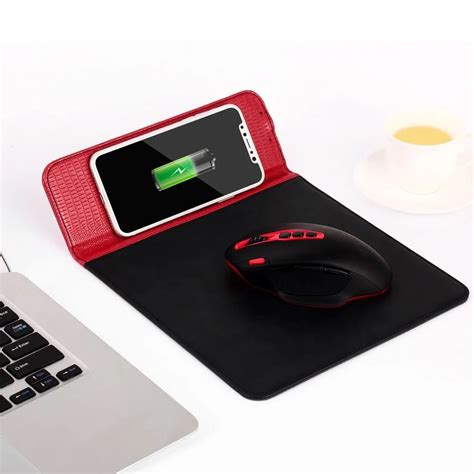 Compact Size Qi Standard Wireless Charging Mouse Pad Durable PU Leather ...