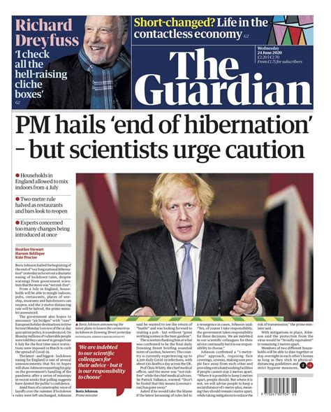 Guardian Front Page 24th of June 2020 - Tomorrow's Papers Today!