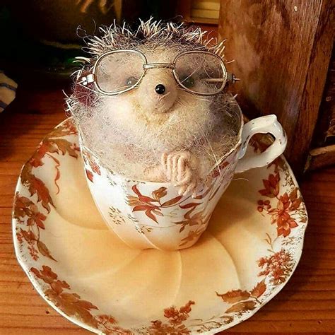 Hedgehog in teacup by Eileen Williams of Littlecrafts Needle Felting | Needle felting, Needle ...