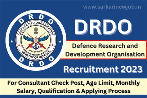 DRDO Recruitment 2023 For Consultant: Check Post, Age Limit, Monthly ...