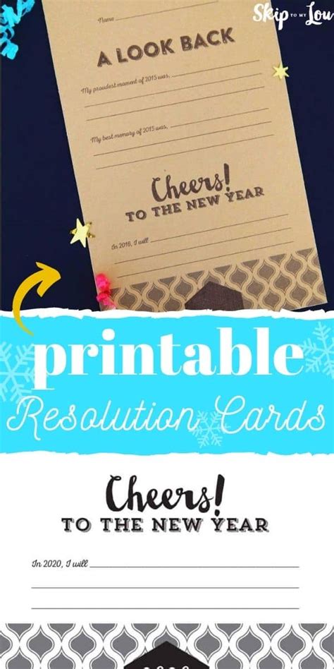 2020 Printable New Year Resolution Cards