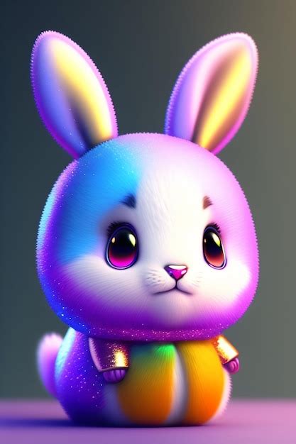 Premium Photo | A colorful rabbit with rainbow colors.