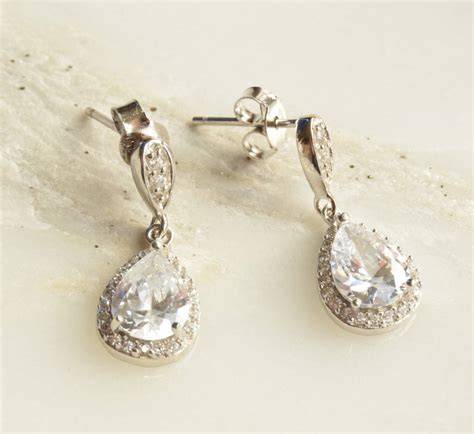 sterling silver tear drop crystal earrings by yatris | notonthehighstreet.com