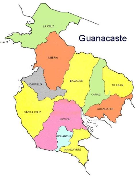 Costa Rica tourism and travel bureau - Guanacaste map