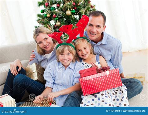 Portrait Of A Happy Family At Christmas Time Stock Photo - Image: 11943484