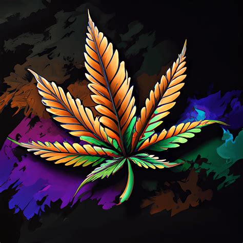 Marijuana Leaves Graffiti Urban Hip Hop Colorful Neon Dark Background · Creative Fabrica