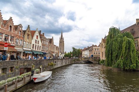 Touristic Boats on Brugge Canal Editorial Stock Photo - Image of ...