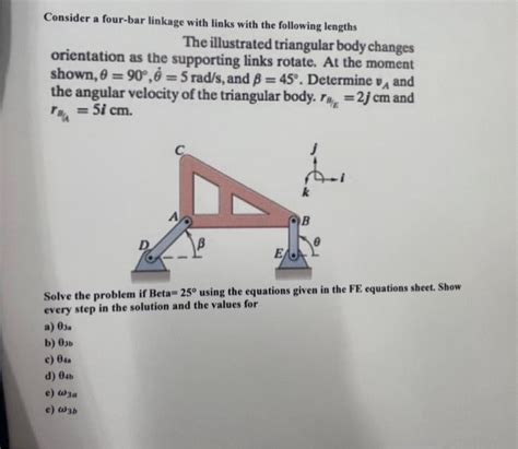 Solved Consider a four-bar linkage with links with the | Chegg.com